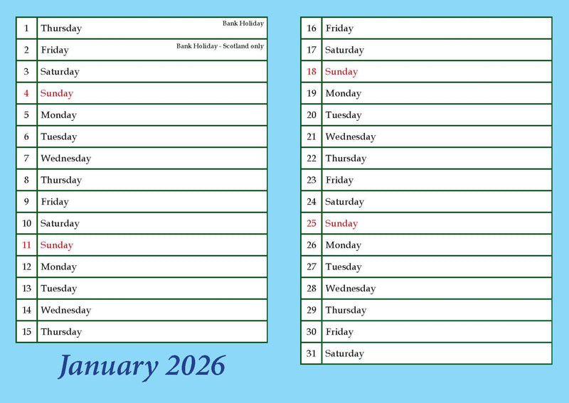 Amazing Grace Calendar 2026